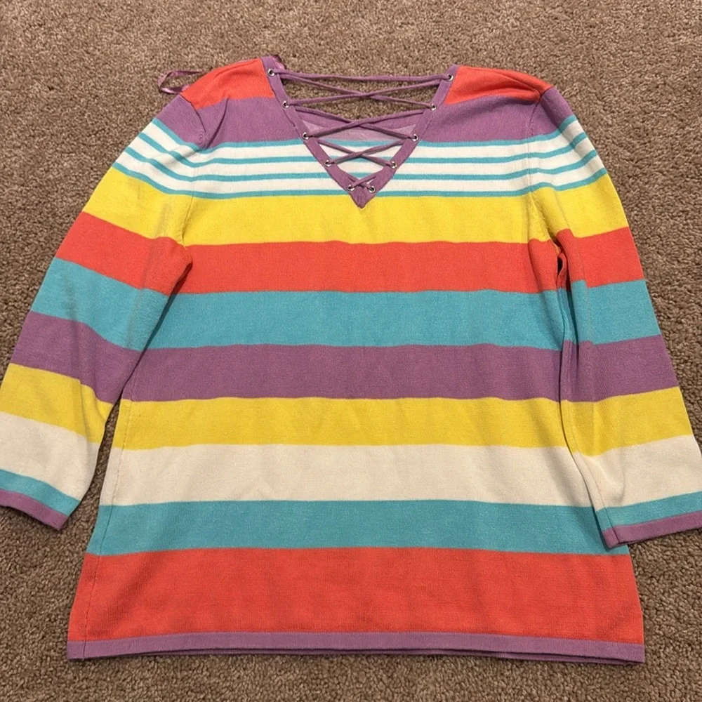 Colorful Striped Women's Sweater - Picture 3 of 5